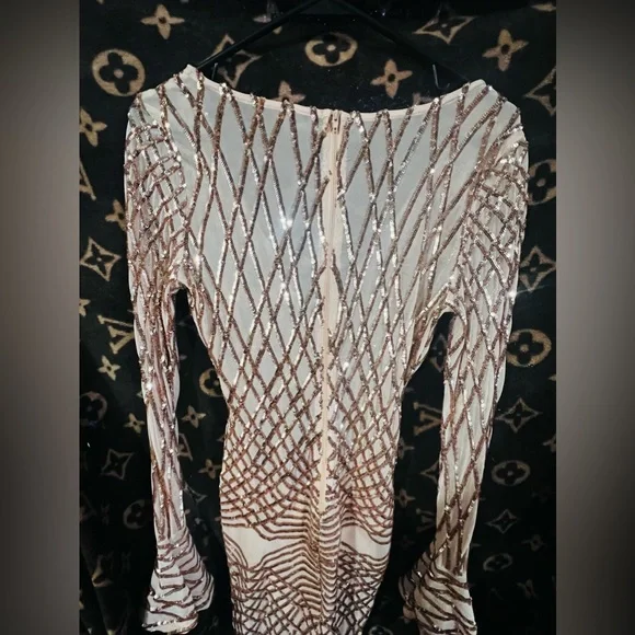 Javoni Dress sequin,mesh and sparkles dress size M gold - Picture 12 of 12